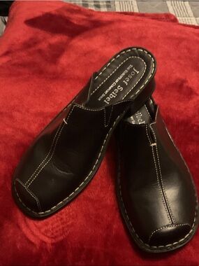 Josef Seibel Women’s Black Leather Slip-On Mules Size 7.5 Retail $175 Worn Once